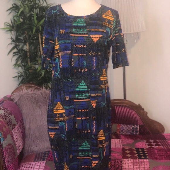 LULAROE MID SLEEVE AZTEC PRINT DREES (LARGE) - Picture 4 of 6